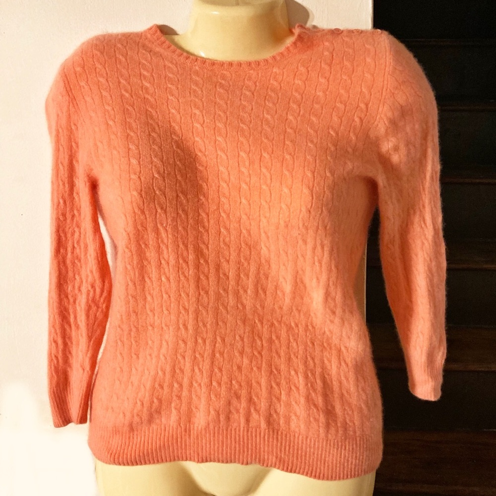 J. Crew Italian Cashmere Pink Cable Sweater M